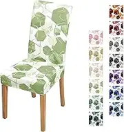 Gibelle Dining Room Chair Covers Set of 4, Soft Stretch Kitchen Chair Covers Slipcover Protector, Removable Washable Geometric Parson Chair Covers 4 Pack, Sage Green