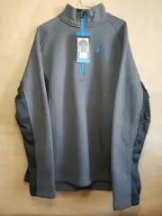 NWT SPYDER Gray Blue Black 1/4 Zip Pullover Knit Jacket Mems Size LARGE