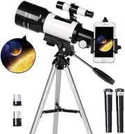 Telescope for Kids Beginners, 70mm Aperture 300mm Astronomical Refractor Telescope, Tripod& Finder Scope- PortableTelescope with Smartphone Adapter and Wireless Remote