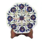 12" white Marble octagonal Coffee Table Top lapis Design Inlay mosaic Side Table