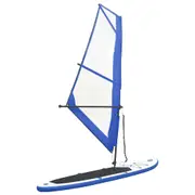 Inflatable Stand Up Paddleboard with Sail Set Blue and White vidaXL