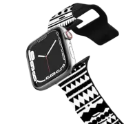 Apple Watch Series 7-9 (45mm) Impact Band Black White Modern Aztec