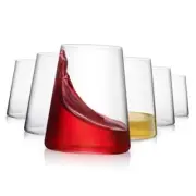 Stemless Wine Glasses Set of 6, Hand Blown Premium Crystal Red White Wine
