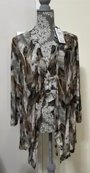 Ts14+ Taking Shape Size M CAFE SOCIETY EXPRESSO 3/4 SLEEVE CARDI - NWT