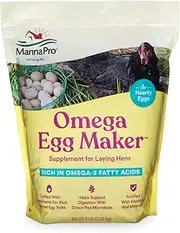 Manna Pro Omega Egg Maker, Chicken Feed Supplement for Laying Hens, Poultry Food with Omega-3 Fatty Acids, Digestion Support with Fortified Vitamins & Minerals, 5 lbs