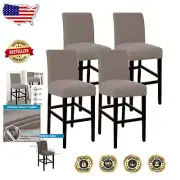 Durable Taupe Stretch Bar Stool Covers – Set of 4 Non-Slip & Machine Washable