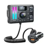 New Wireless Bluetooth 5.3 FM Transmitter Car AUX MP3 Player USB C Fast Charging