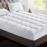 Giselle Bedding Bamboo Mattress Topper King 1000GSM, Microfibre Washable Hypoallergenic Mat Hotel Quality, 5cm Fitted Breathable Pillow Top Mattress Protector with Elastic Deep Pocket for Back Pain