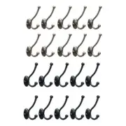 10Pcs Heavy Duty Hooks Double Hook with Screws Sturdy Decorative Coat Racks