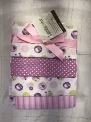 Lambs & Ivy 4 Pack Flannel Receiving Baby Blankets Pink Purple Girl Giraffe