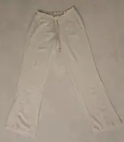Roxy White 4 Pocket Drawstring Flare "Oceanside" Linen Pants Sm