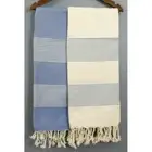 Sand Free 100% Turkish Cotton Beach Towel White with Blue stripes 63"x40" absorb