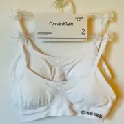 NWT Calvin Klein girls 2 pack seamless bralette bra SMALL 6-6X White