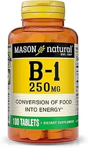 Mason Natural, Vitamin B-1 Thiamine Tablets, 250 Mg, 100-Count Bottle, Dietary Supplement Supports Energy Production and Healthy Metabolism, Helps Break Down Fats and Protein