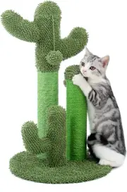 23" Cat Scratching Post Cactus Cat Scratcher w/ 3 Scratching Poles & Ball-Medium