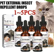 1~5PCS Pet External Insect Repellent Drops For Dog Cat Flea Ticks Removal Drops
