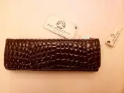 Big Buddha Crocodile Croco Faux Leather Reptile Long Wallet Clutch Wallet Brown