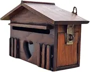 Wooden Box Wooden Mailbox Post Box with Lock Wall Mounted Vintage Letter Box Suggestion Box Church Box Donation Box for Home Garden Outdoor Money Box