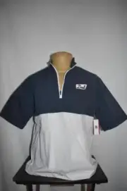 BARSTOOL Golf 1/4 Zip DAD Pullover Short Sleeve Windbreaker Medium Navy/White