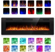 Inserto 36" Chimenea Electrica Montaje Empotrado En Pared Calentador 12 colores