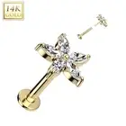 Piercing Labret Ear Yellow Gold 14 Gold Flower Petals