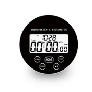 CH-918 Indoor Digital Display Electronic Thermometer And Hygrometer With Timing Function Round Temperature Hygrometer Digital Thermometer BLACK COLOR