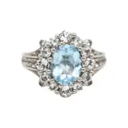 .925 Sterling Silver /Sky Blue Topaz / White Topaz .