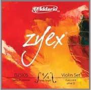 D'Addario Zyex Violin String SET, 4/4 Scale, Silver D String, Medium