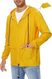 [American Trends] Mens Rain Jacket Lightweight Packable Rain Coats Men Waterproof Jackets with Hood Windbreaker