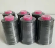 6 Big Spools DARK GRAY Charcoal Serger Overlocker Quilting Sewing Thread T27
