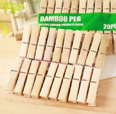 Bamboo Wood Clothes Pegs Socks Bed Sheet Towel Wind-Proof Pins Clips 3 pack