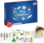 Fishing Lure Advent Calendar | 24X Fish Bait Christmas Calendar For Daily Surprise - Christmas Fishing Lures Set Fishing Countdown Calendar for Men