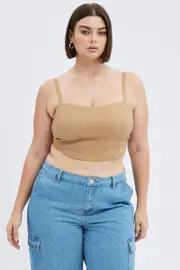 Beige Corset Top Sleeveless Crop