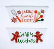 Christmas House Holiday Ceramic Mini Loaf Pan (3.75"x6.5") & Spatula 8" Set, New