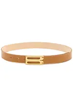 Victoria Beckham Frame Leather Belt - Camel L