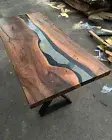 Clear Epoxy Table with Walnut – Handmade Resin River Coffee Table