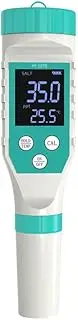 Peakloong PH/Free Chlorine/ORP/EC/TDS/Salinity/Temp Water Quality Analyzer PH Meter Pool Salt Tester for Aquarium