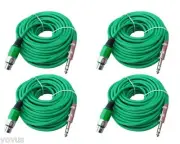 4PACK 50 ft foot 1/4 TRS to 3pin XLR shielded balanced mic cable microphone cord