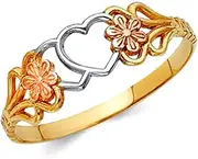 [JewelryWeb] 14k Yellow Gold Flower Ring Size 7 Band Style-Ring for Women