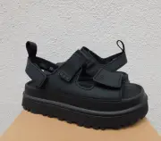 UGG BLACK GOLDENGLOW PLATFORM STRAPPY SANDALS, WOMEN US 7/ EUR 38 ~NIB