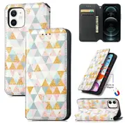 CaseNeo For Apple iPhone 12 Leather Wallet Flip Case With RFID Blocking Credit Card Holder Slots Cover - Nordic Rhombus