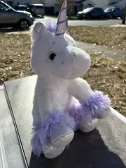 KellyToy Fantasy Pets Unicorn Plush White And Purple NWT