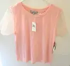 Cravefame Tops Women Color Blush with Sleeves with Faux Pearl size XL