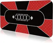 70 x 35 Inch Poker Mat, 10 Players Texas Hold'em Poker Rubber Mat Poker Topper for Tables, Folding Portable Poker Table Top Layout w/Carrying Bag for Poker Games, Casino (Rectangular-Red)