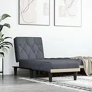 Chaise Longue Chair Sofa - Dark Grey Velvet Upholstered Reclining Convertible Indoor Lounger with Elegant Design & Sturdy Frame for Living Room or Bedroom - Dimensions 55 x 140 x 70 cm