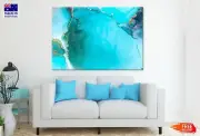 Blue & Gold Splash Abstract Fluid Wall Canvas Home Decor Australian Made Quality