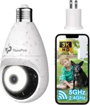 3K Light Bulb Security Cameras Wireless Outdoor, IP65 Waterproof Cameras for Hom