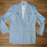 $395 NWT ELIE TAHARI LONG SLEEVES JACKET BLAZER SKY BLUE SIZE 16 XL