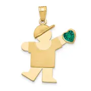 14k Yellow Gold Boy with CZ May Birthstone Charm