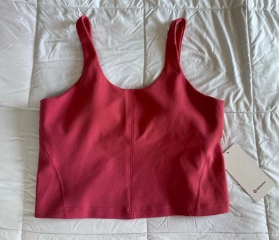 New Lululemon Glow Up Tank Top Size 14 LWIEZAS DTRE Dessert Red B/C Cup